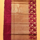Maroon Banarasi Silk Saree With Gold Zari Floral Jaal Weave