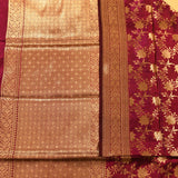 Maroon Banarasi Silk Saree With Gold Zari Floral Jaal Weave