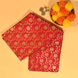 Red Banarasi Silk Saree With Gold Zari Floral Jaal Weave