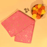 Pink Banarasi Silk Saree With Gold Zari Floral Weave And Plain Body