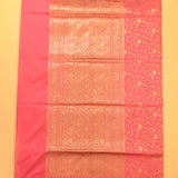 Pink Banarasi Silk Saree With Gold Zari Floral Weave And Plain Body