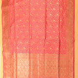 Pink Banarasi Silk Saree With Gold Zari Floral Weave And Plain Body