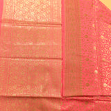 Pink Banarasi Silk Saree With Gold Zari Floral Weave And Plain Body