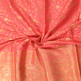 Pink Banarasi Silk Saree With Gold Zari Floral Weave And Plain Body
