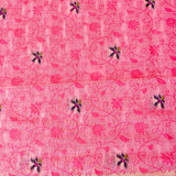 Baby Pink Woven Floral Butti Linen Silk Banarasi Saree With Self Floral Vine Pallu