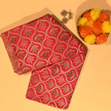 Red Banarasi Silk Saree With Gold Zari Geometric Jaal And Meenakari Weave
