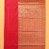 Red Banarasi Silk Saree With Gold Zari Geometric Jaal And Meenakari Weave