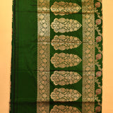 Green Banarasi Silk Saree With Gold Zari Meenakari Floral Jaal And Paisley Pallu