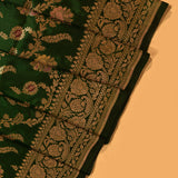 Green Banarasi Silk Saree With Gold Zari Meenakari Floral Jaal And Paisley Pallu