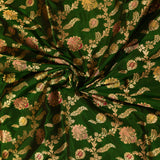 Green Banarasi Silk Saree With Gold Zari Meenakari Floral Jaal And Paisley Pallu