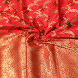 Pink Banarasi Silk Saree With Gold Zari Meenakari Floral Butti And Heavy Woven Pallu