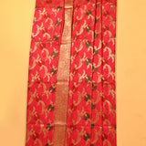 Pink Banarasi Silk Saree With Gold Zari Meenakari Floral Butti And Heavy Woven Pallu