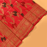 Pink Banarasi Silk Saree With Gold Zari Meenakari Floral Butti And Heavy Woven Pallu