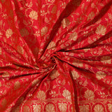 Red Banarasi Silk Saree With Gold Zari Floral Jaal And Large Paisley Pallu