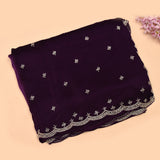 Deep Purple Hand Embroidered Saree With Silver Star Motifs