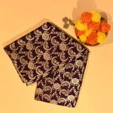 Deep Plum Banarasi Silk Saree With Gold Zari Floral Jaal And Mustard Contrast Border