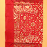 Red Banarasi Silk Saree With Gold Zari Floral Jaal And Dual-Tone Zari Weave
