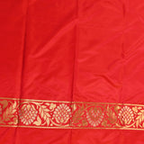 Red Banarasi Silk Saree With Gold Zari Floral Jaal And Dual-Tone Zari Weave