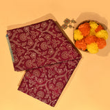 Maroon Banarasi Silk Saree With Gold Zari Floral Jaal And Teal Contrast Border