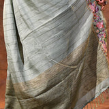 Light Sea Green Embroidered Tussar Saree
