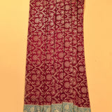 Maroon Banarasi Silk Saree With Gold Zari Floral Jaal And Teal Contrast Border