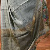 Pale Mint Green Embroidered Tussar Saree