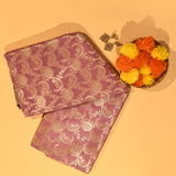Mauve Banarasi Silk Saree With Gold Zari Floral Jaal And Dark Brown Contrast Border