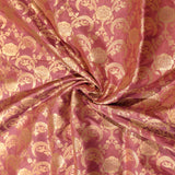 Mauve Banarasi Silk Saree With Gold Zari Floral Jaal And Dark Brown Contrast Border