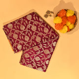 Burgundy Banarasi Silk Saree With Gold Zari Floral Jaal And Mustard Contrast Border