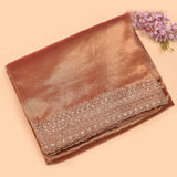 Dusty Rose Tie-Dye Saree With Hand Embroidered Multi-Row Border