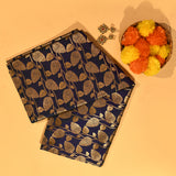 Navy Blue Banarasi Silk Saree With Gold Zari Leaf Jaal And Floral Pallu
