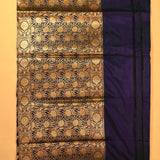 Navy Blue Banarasi Silk Saree With Gold Zari Leaf Jaal And Floral Pallu