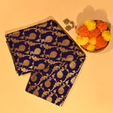 Violet Banarasi Silk Saree With Gold Zari Floral Butti Jaal And Dense Floral Pallu
