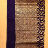Violet Banarasi Silk Saree With Gold Zari Floral Butti Jaal And Dense Floral Pallu