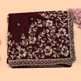 Burgundy Hand Embroidered Saree With Floral Sequin Pallu