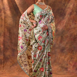 Mint Green Embroidered Tissue Silk Saree
