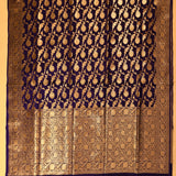 Violet Banarasi Silk Saree With Gold Zari Floral Butti Jaal And Dense Floral Pallu