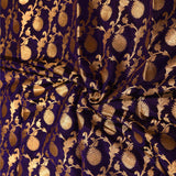 Violet Banarasi Silk Saree With Gold Zari Floral Butti Jaal And Dense Floral Pallu