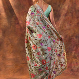 Mint Green Embroidered Tissue Silk Saree