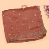 Dusty Rose Hand Embroidered Saree With Geometric Zigzag Border