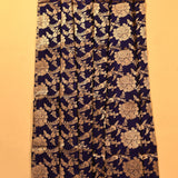 Navy Blue Banarasi Silk Saree With Gold Zari Large Floral Jaal And Arch Motif Pallu