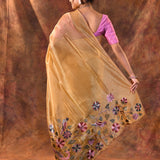 Golden Floral Tissue Silk Saree