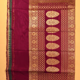 Burgundy Banarasi Silk Saree With Gold Zari Floral Butti Jaal And Oval Paisley Pallu
