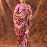 Light Pink Embroidered Tissue Silk Saree
