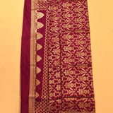 Burgundy Banarasi Silk Saree With Gold Zari Floral Butti Jaal And Oval Paisley Pallu