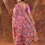 Light Pink Embroidered Tissue Silk Saree