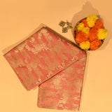 Peach Banarasi Silk Saree With Gold Zari Floral Jaal And Paisley Pallu