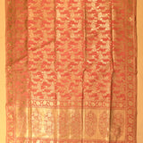 Peach Banarasi Silk Saree With Gold Zari Floral Jaal And Paisley Pallu
