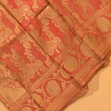 Peach Banarasi Silk Saree With Gold Zari Floral Jaal And Paisley Pallu