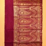 Maroon Banarasi Silk Saree With Gold Zari Floral Jaal And Grand Paisley Pallu